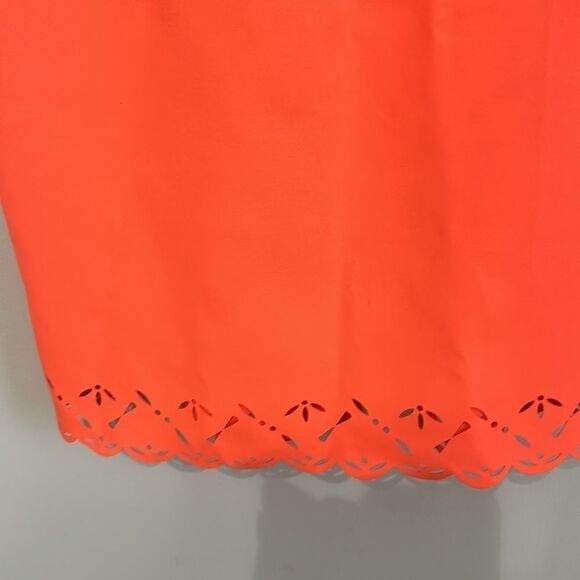 NWOT J. Crew Neon Orange Shift dress with cut out design - Picture 4 of 6